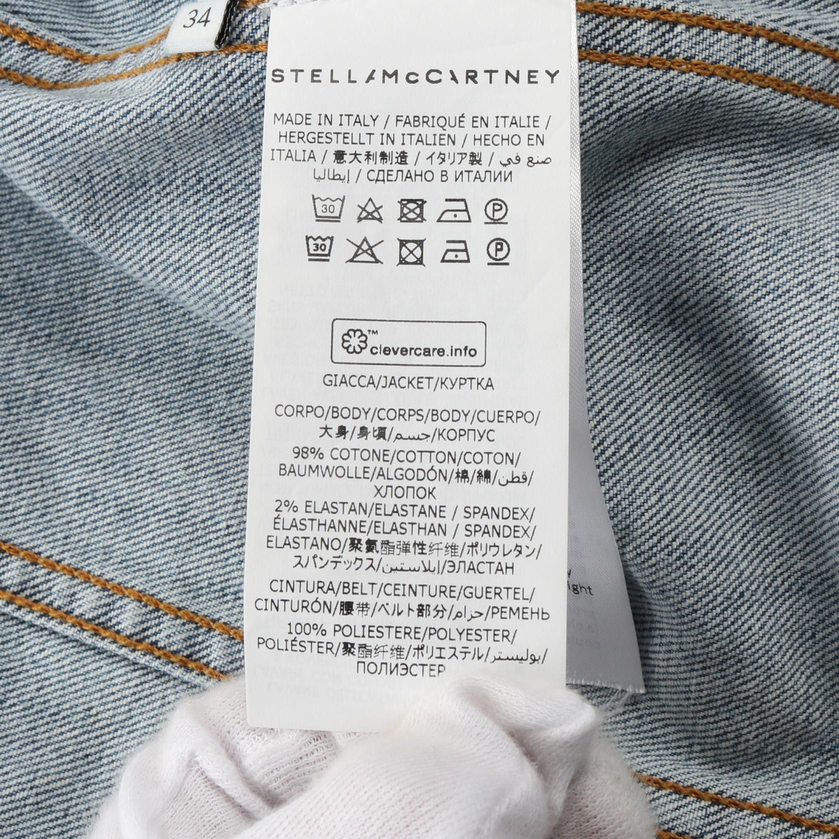 Stella McCartney Stella Mccartney Denim Jacket Logo Line Damage Processing Cotton Light Blue Size ONE SIZE - 5 Thumbnail