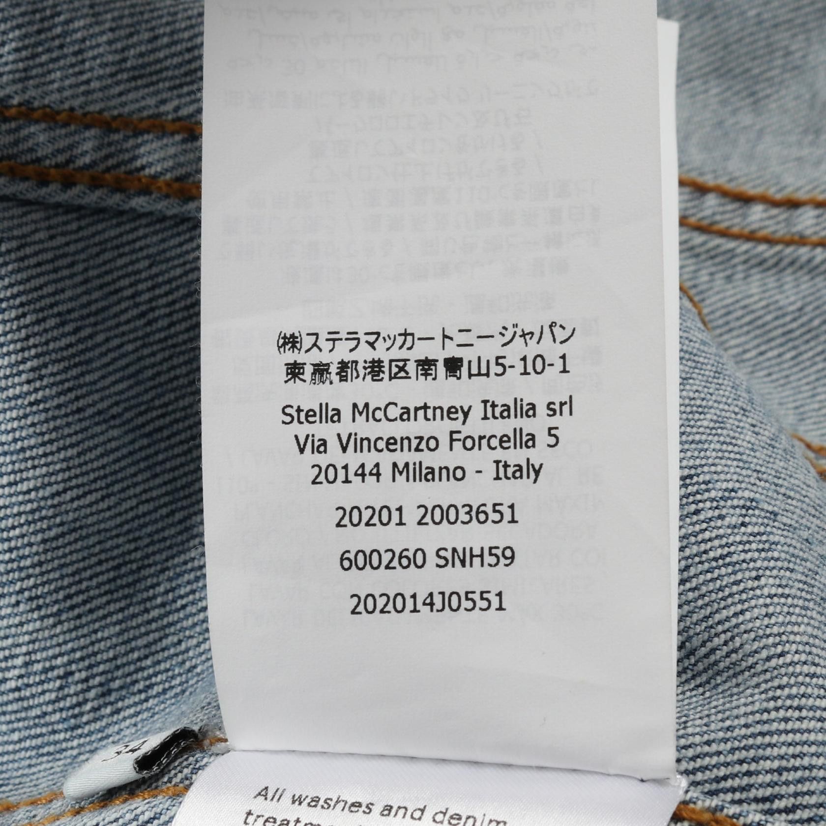 Stella McCartney Stella Mccartney Denim Jacket Logo Line Damage Processing Cotton Light Blue Size ONE SIZE - 4 Thumbnail