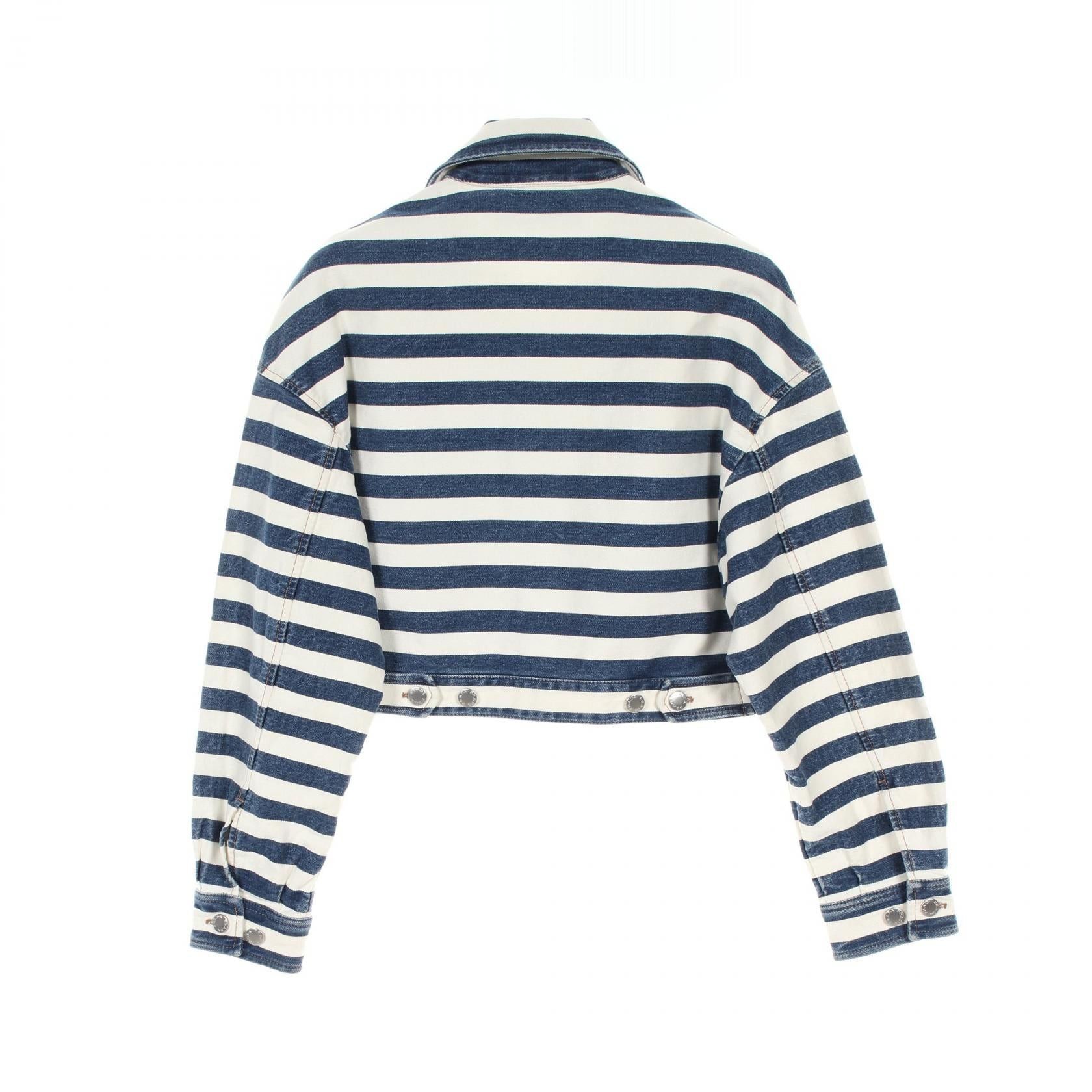 Prada Prada Denim Jacket Stripes Cotton Indigo Blue White Damage Processing Size ONE SIZE - 2 Thumbnail