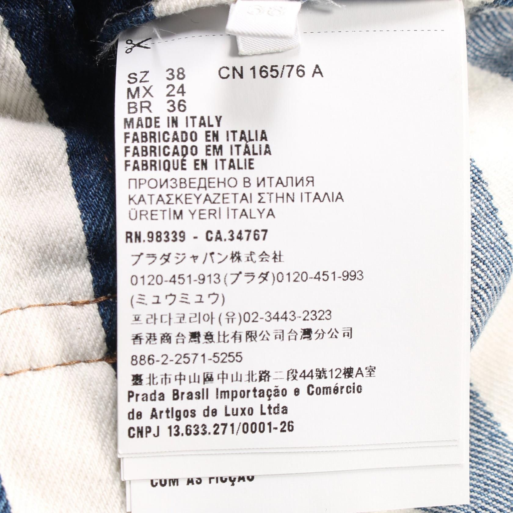 Prada Prada Denim Jacket Stripes Cotton Indigo Blue White Damage Processing Size ONE SIZE - 4 Thumbnail