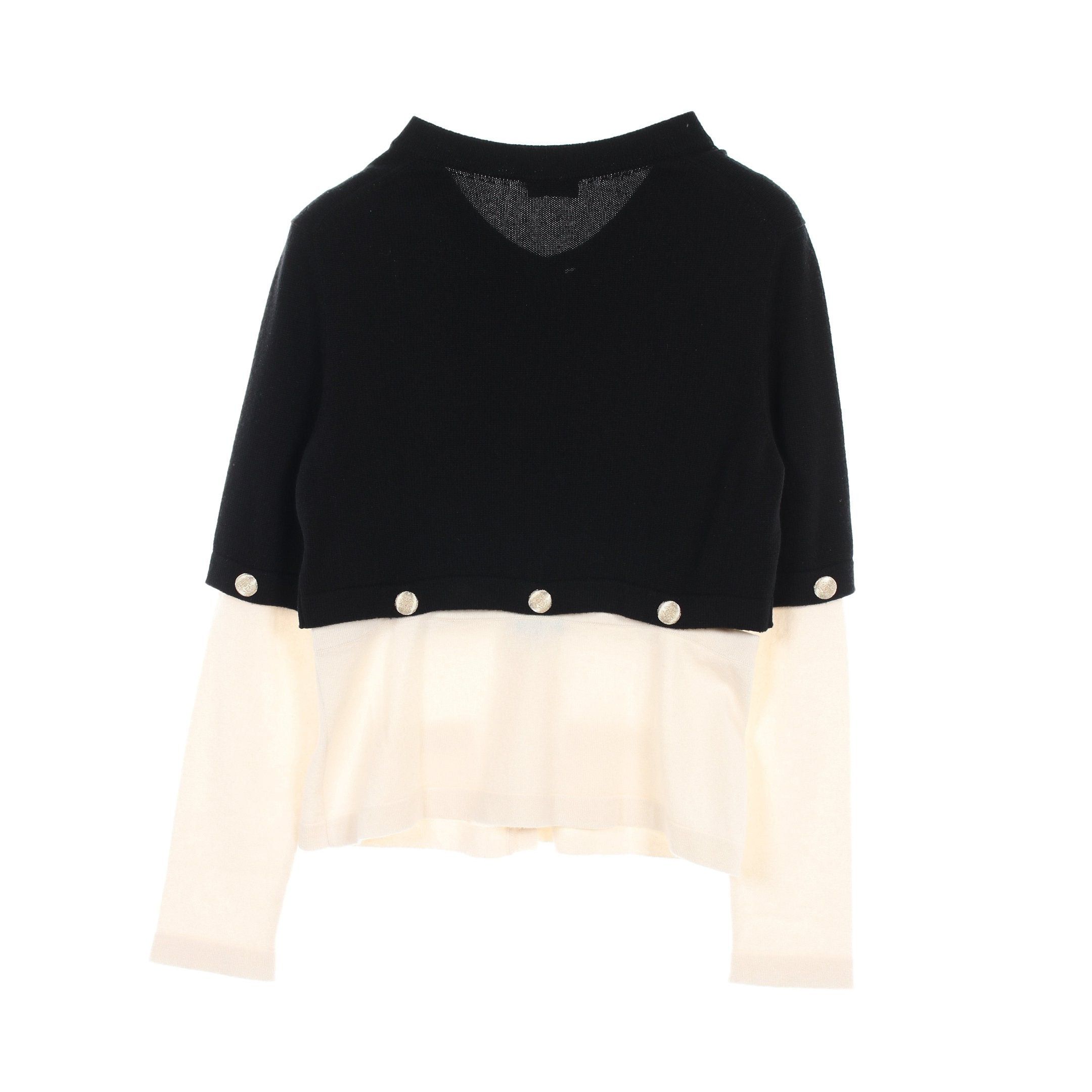 Chanel Chanel Cocomark Button Cardigan Cashmere Black Ivory Size ONE SIZE - 2 Thumbnail