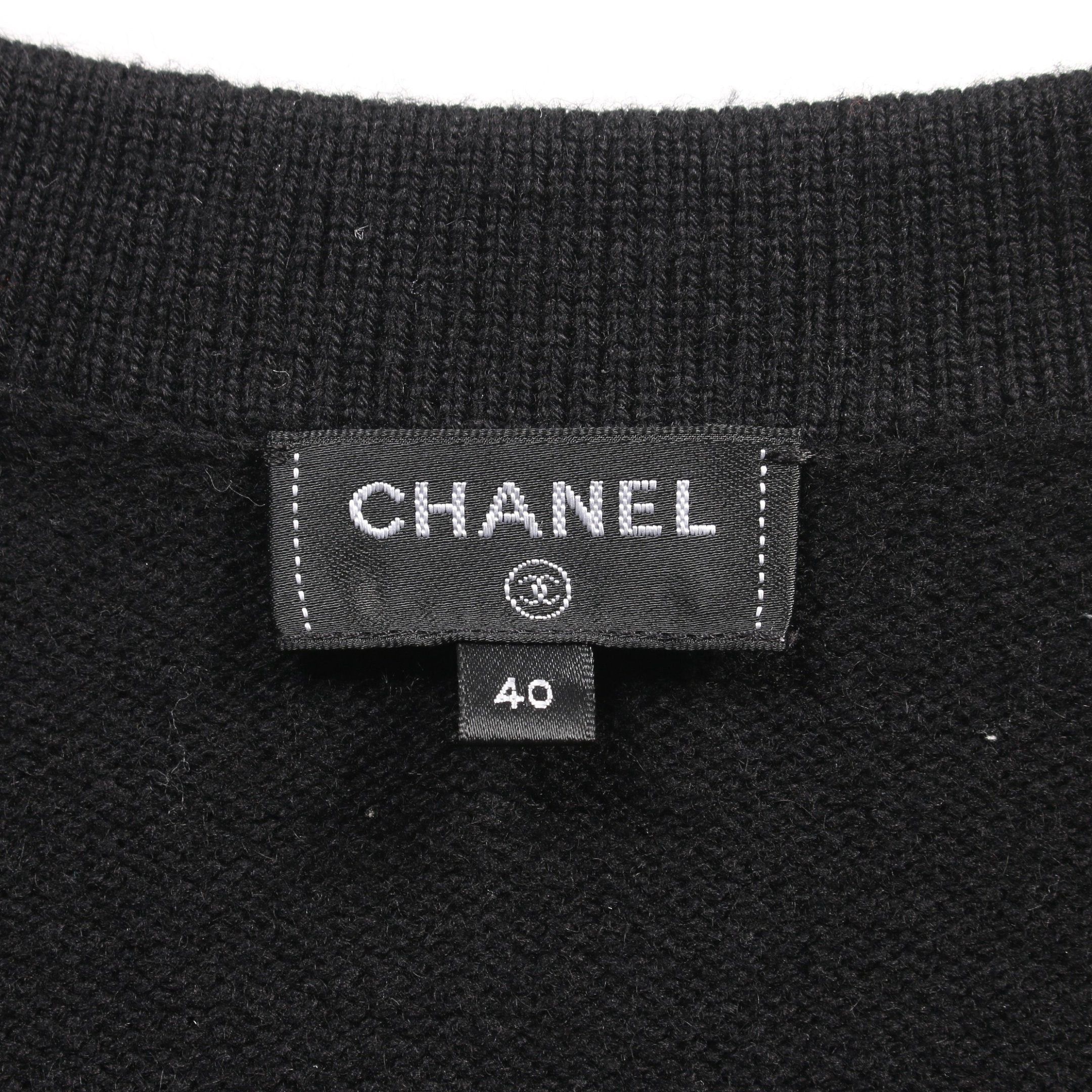 Chanel Chanel Cocomark Button Cardigan Cashmere Black Ivory Size ONE SIZE - 3 Thumbnail