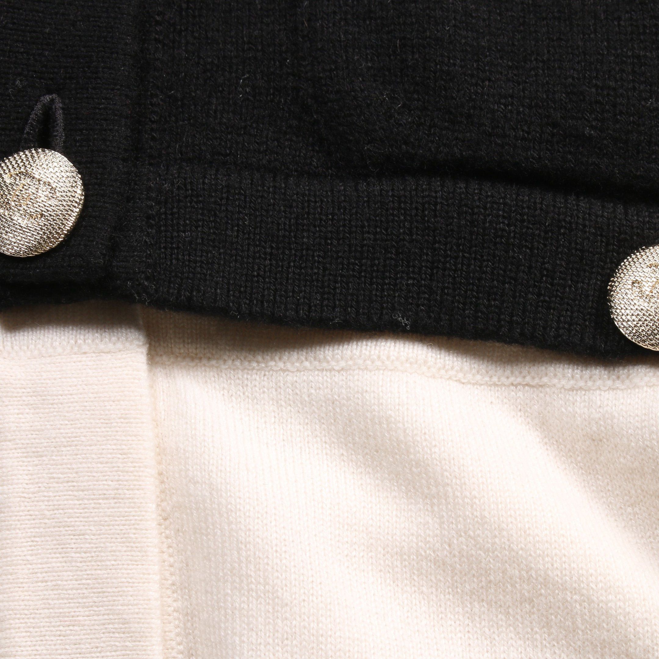 Chanel Chanel Cocomark Button Cardigan Cashmere Black Ivory Size ONE SIZE - 7 Thumbnail
