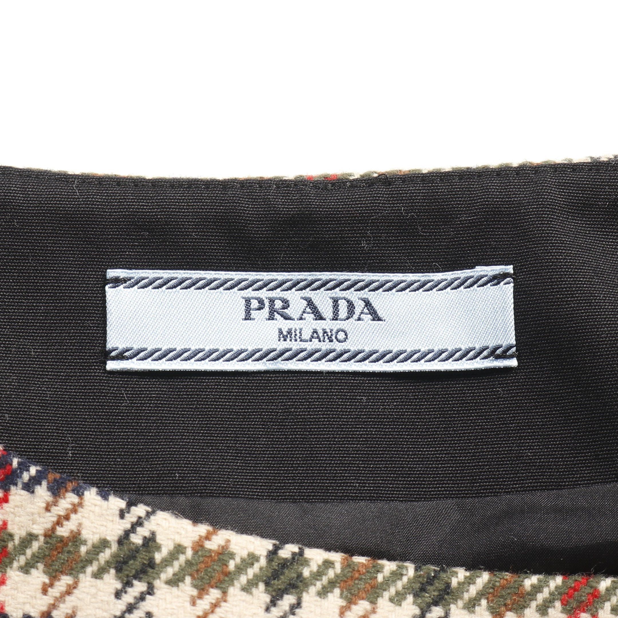 Prada Prada With Leather Details One Piece No Sleeve Check Wool Cashmere Beige Multicolor Size ONE SIZE - 3 Thumbnail
