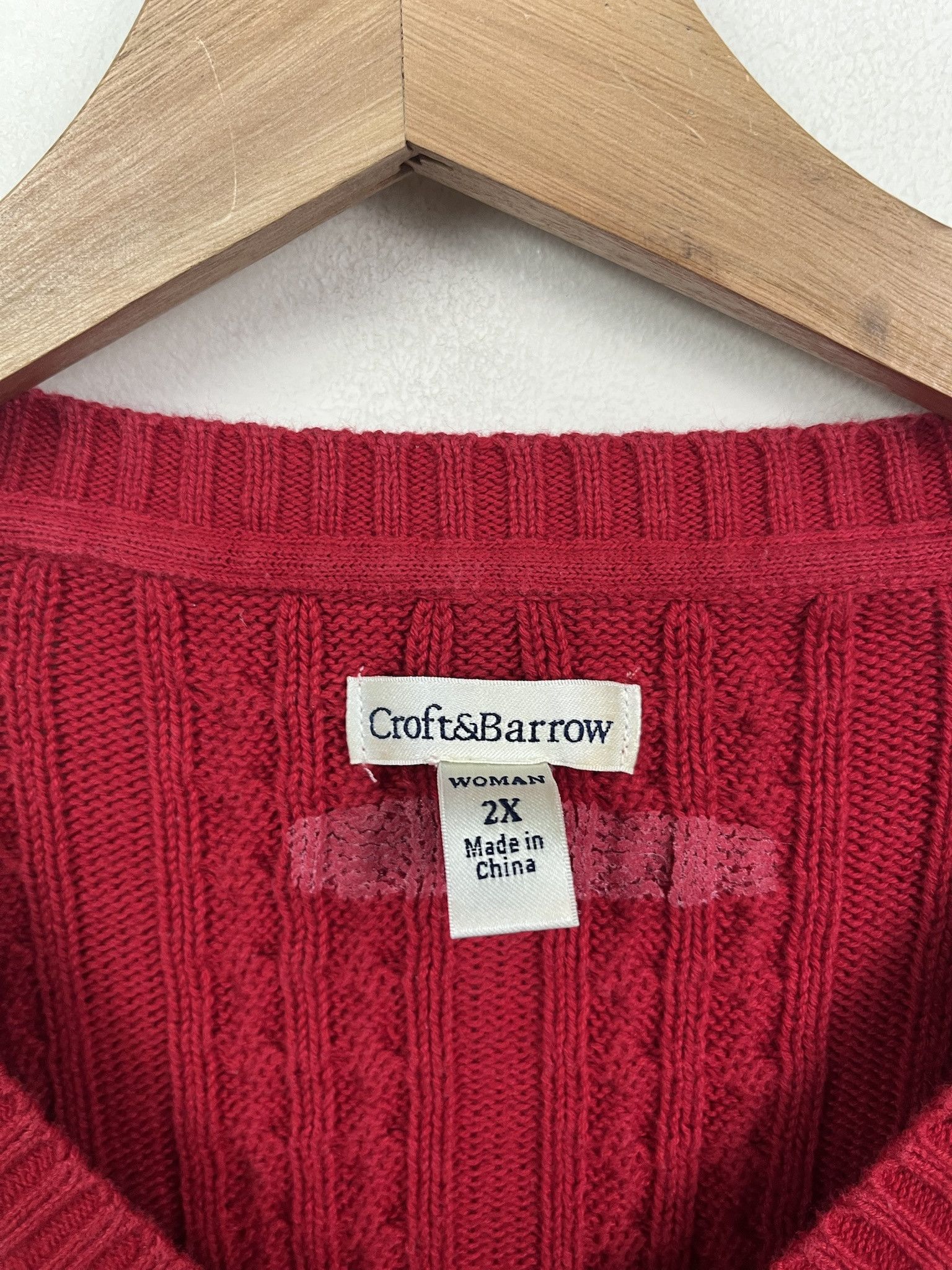 Other Vintage 1990s Knit Sweater Red Cableknit Cardigan Sweater Size M (XXL) Size US M / EU 48-50 / 2 - 2 Thumbnail