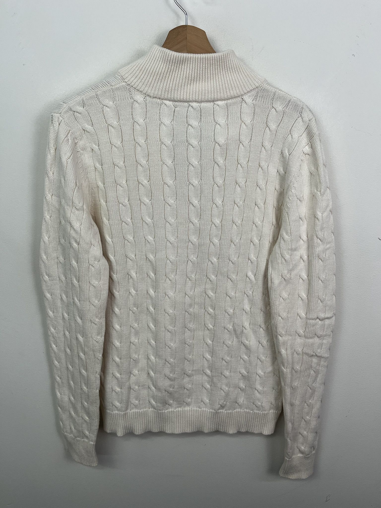 Other Vintage 1990s Lauren Ralph lauren White Cableknit V Neck Collared Knti Sweater Size S (L) Size US S / EU 44-46 / 1 - 3 Thumbnail