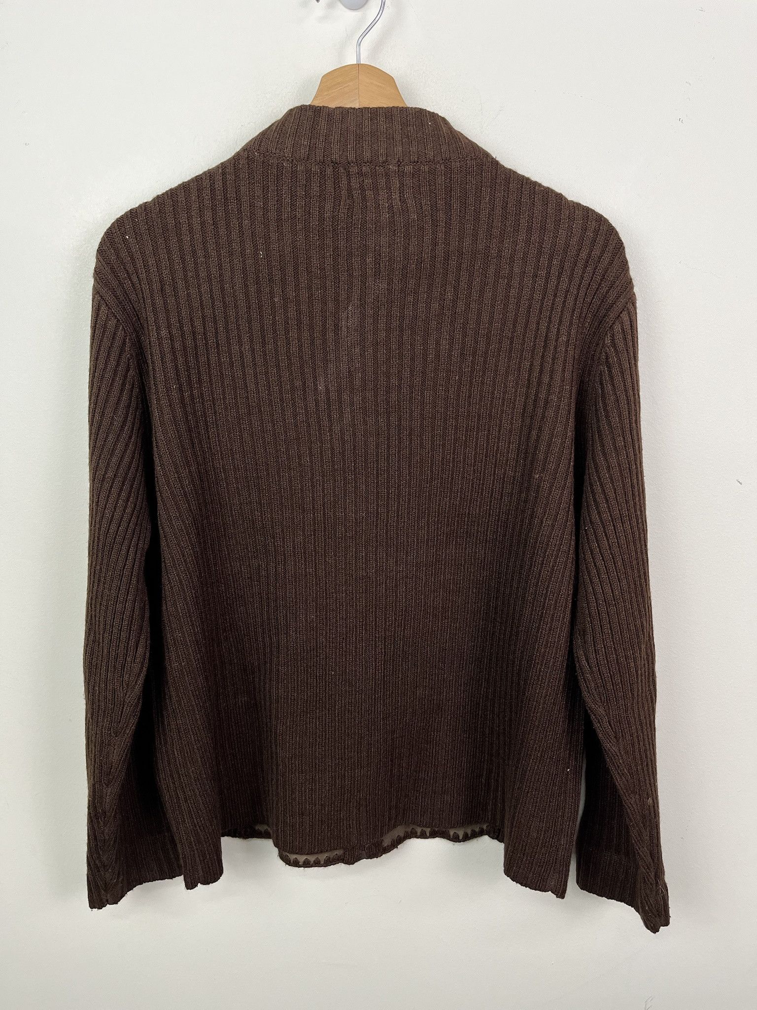 Vintage Vintage 90s Knit Sweater Leather Patchwork Full ZIp Knit Cardigan size L Size US L / EU 52-54 / 3 - 3 Thumbnail