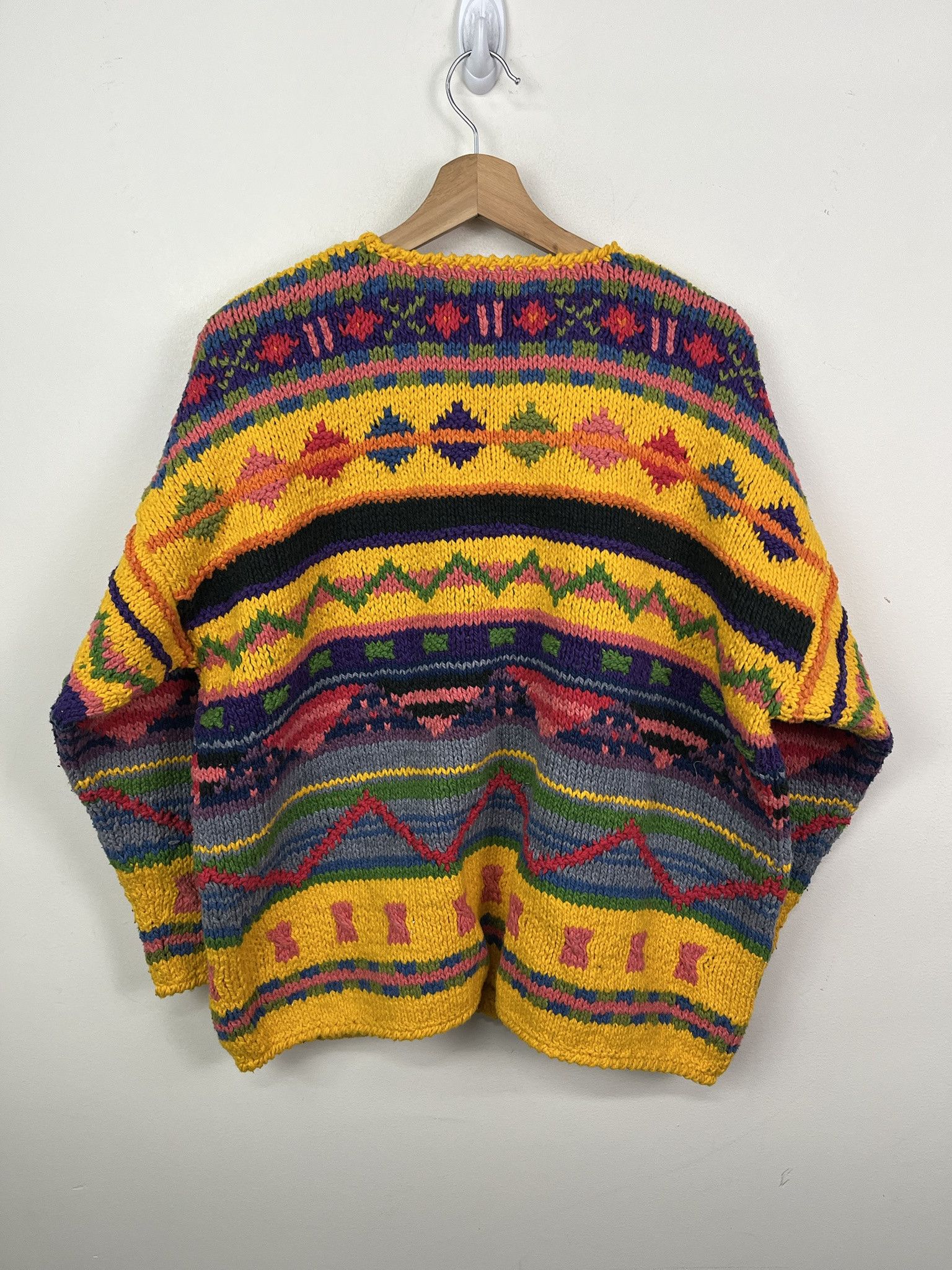 Vintage Vintage 90s Knit Cardigan Thick Easter Egg Size XL Size US XL / EU 56 / 4 - 3 Thumbnail