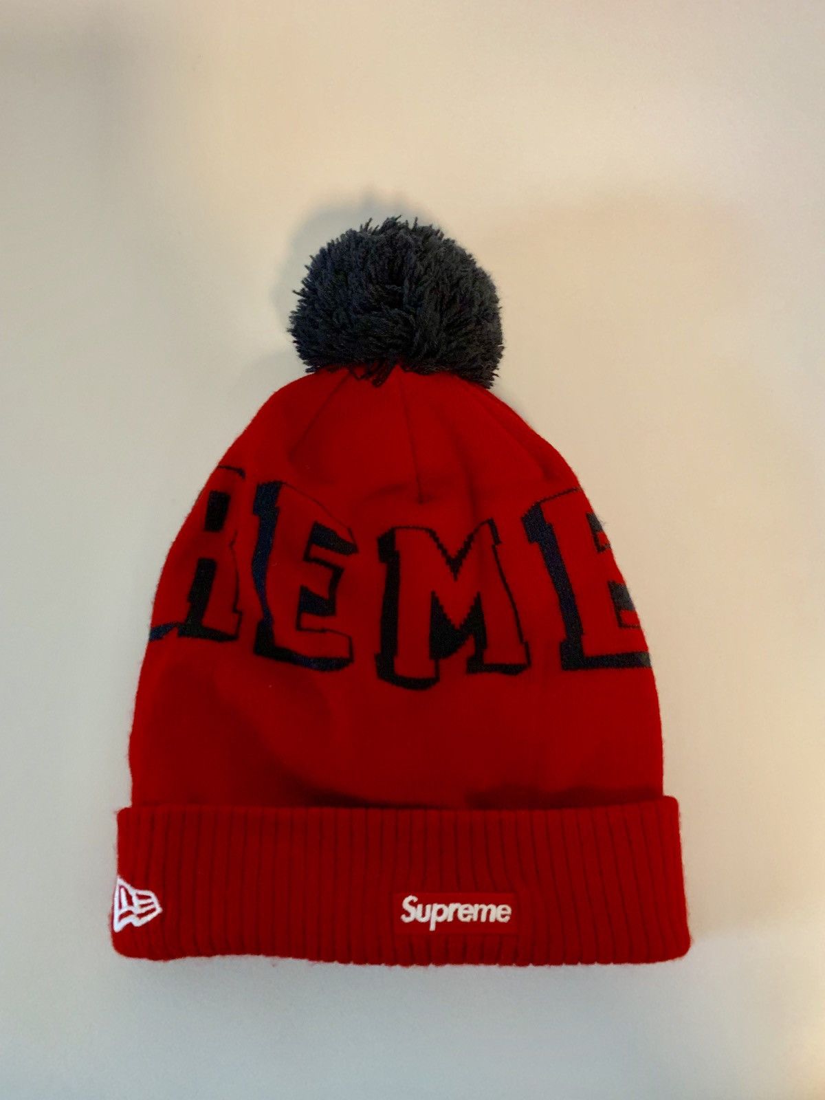 New Era Supreme Supreme X New Era Beanie w Pom Pom Grailed