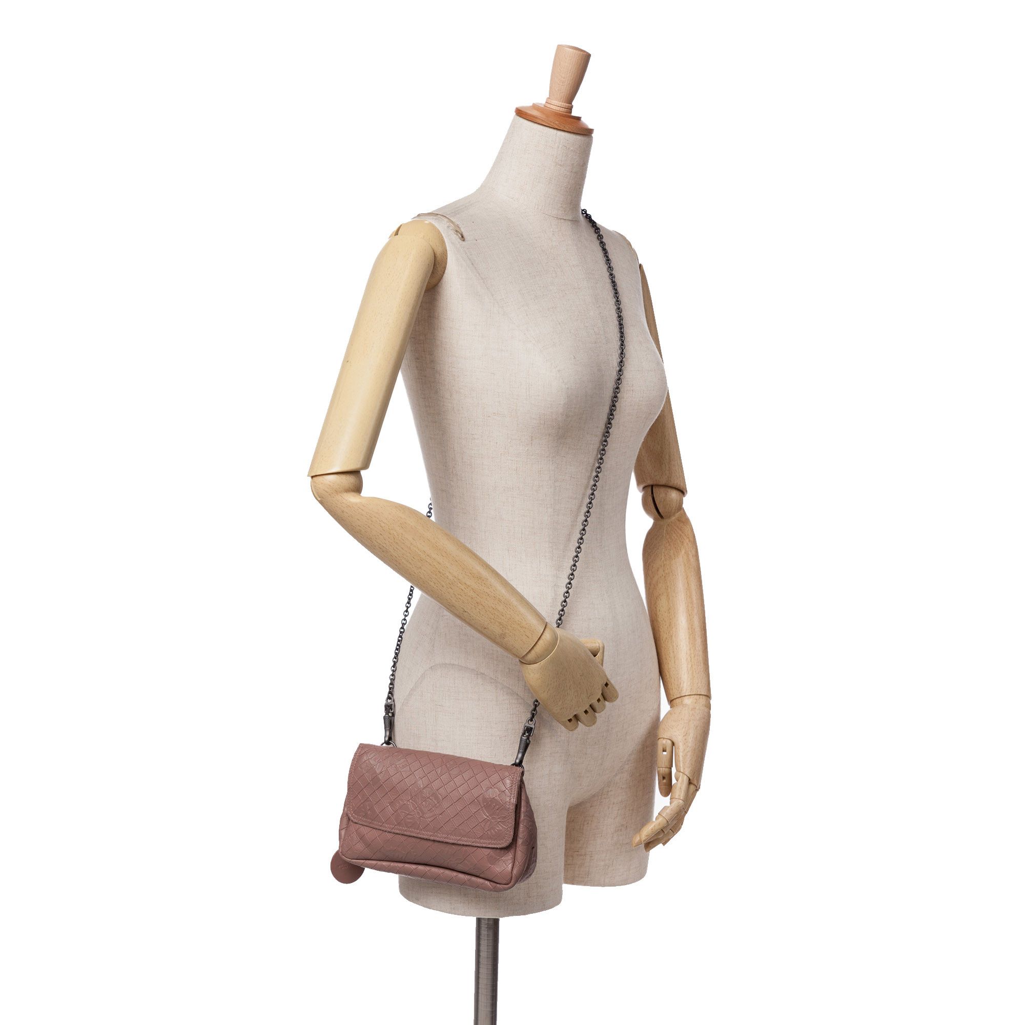 Bottega Veneta Bottega Veneta Small Calfskin Intrecciomirage Embossed Butterfly Chain Crossbody Size ONE SIZE - 12 Thumbnail