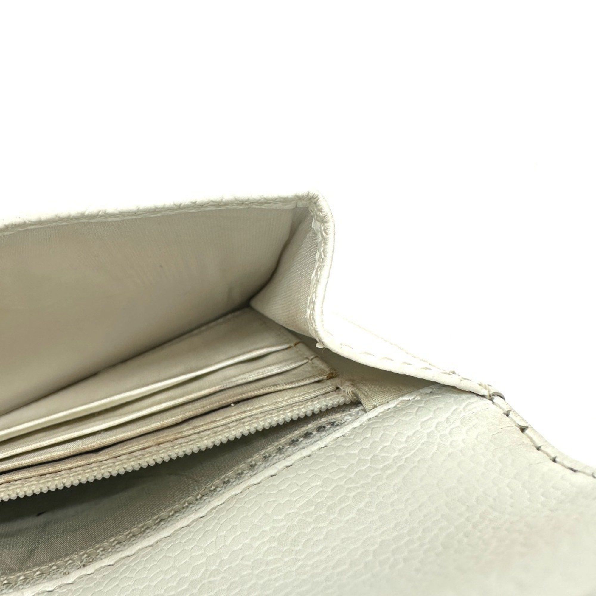 Chanel CHANEL Coco Mark Flat Flap Wallet Accessory Bi-fold Caviar Skin Women's White Size ONE SIZE - 13 Thumbnail