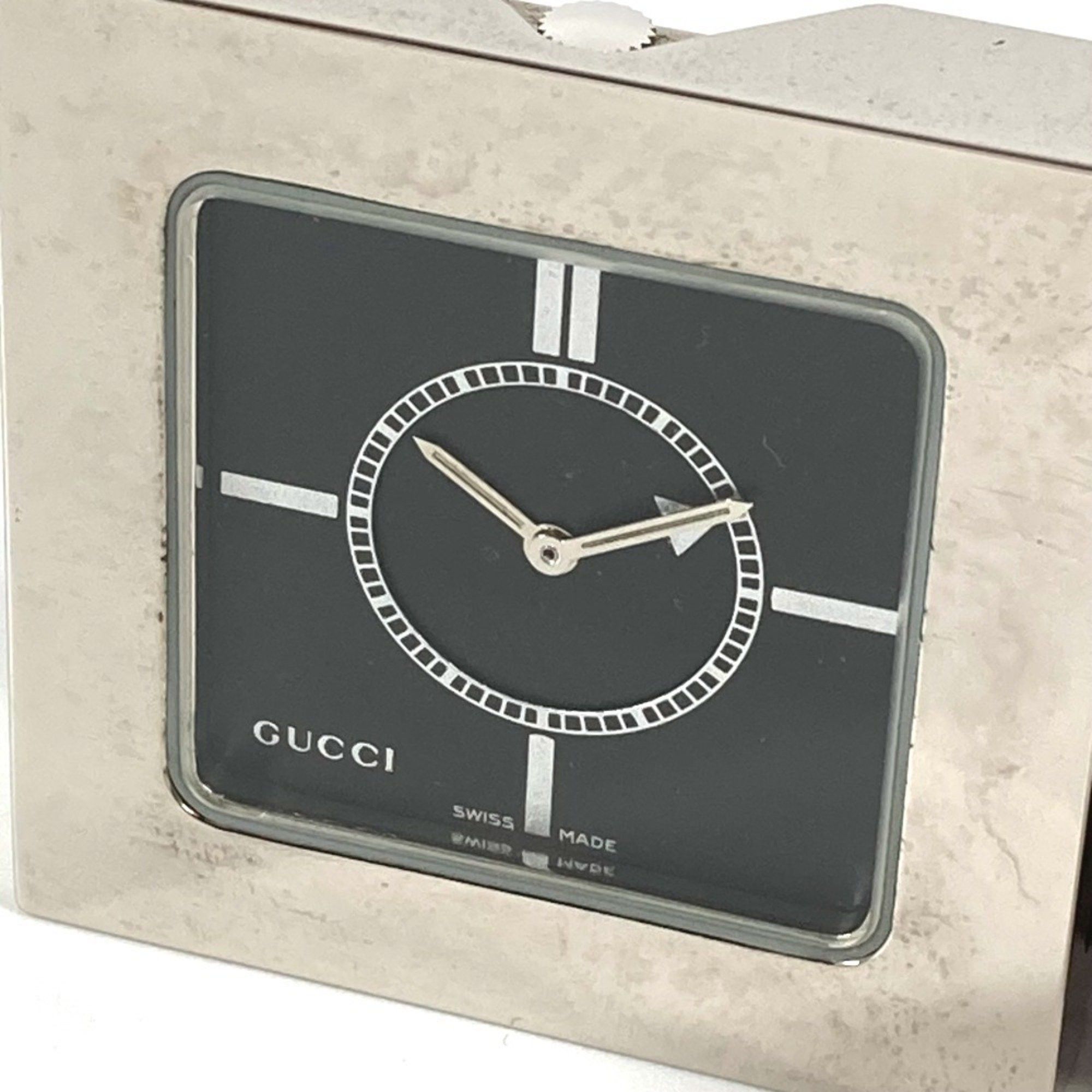 Gucci GUCCI REF0840 Logo Travel Watch Interior Table Clock SS Men's Women's Silver Size ONE SIZE - 8 Thumbnail