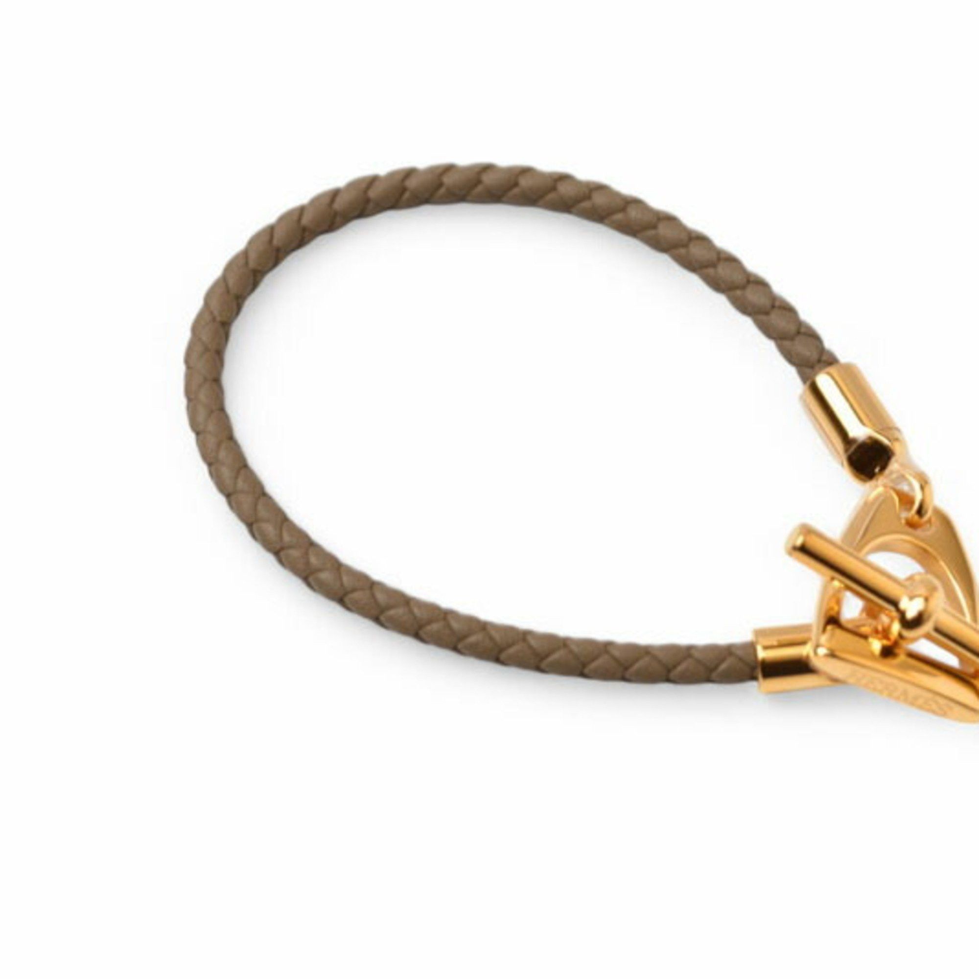 Hermes Hermes Bangle HERMES Grennan Leather Etoupe/Gold T2 Unused Size ONE SIZE - 3 Thumbnail