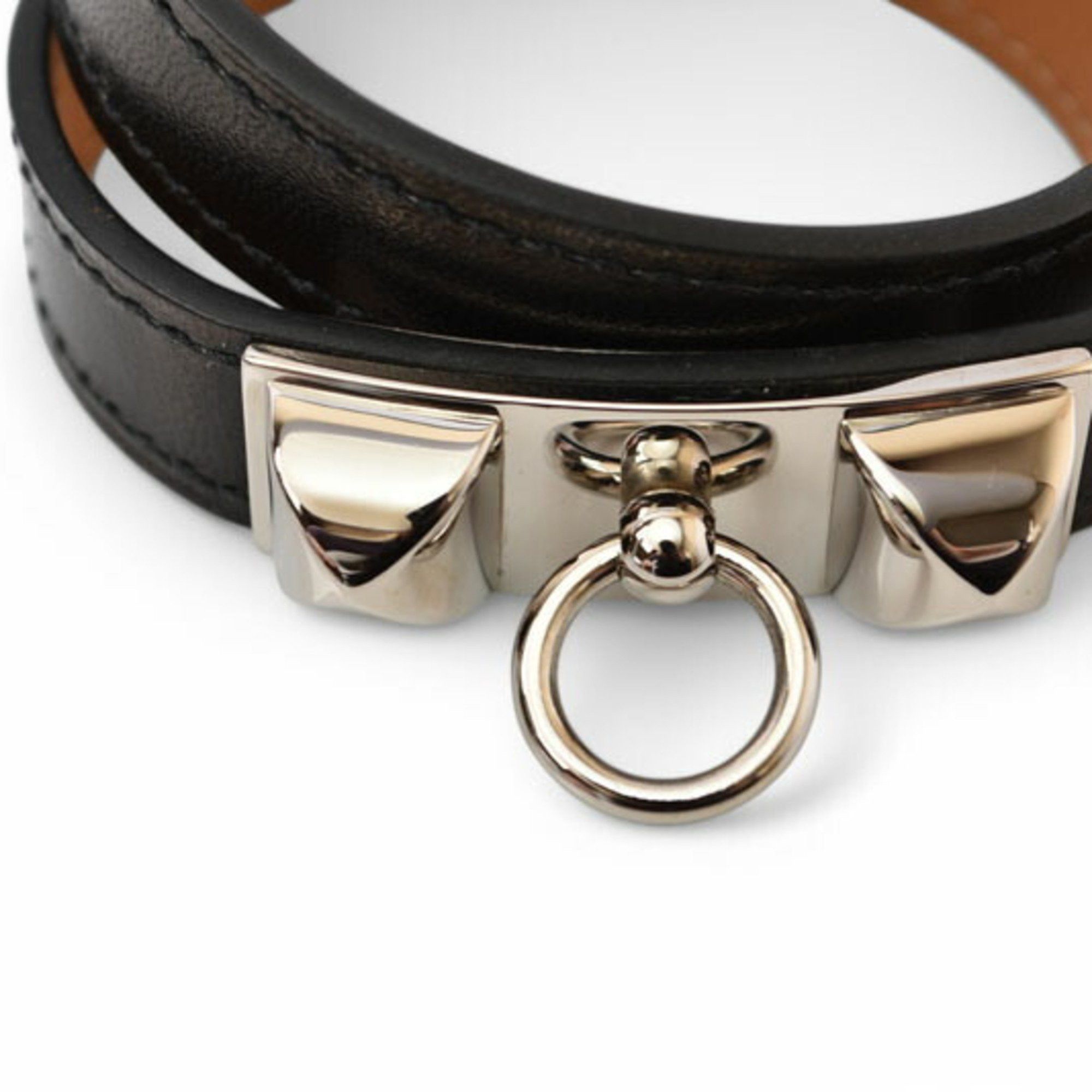 Hermes Hermes Bangle HERMES Rival Double Tour Black/Silver XS Size Size ONE SIZE - 4 Thumbnail