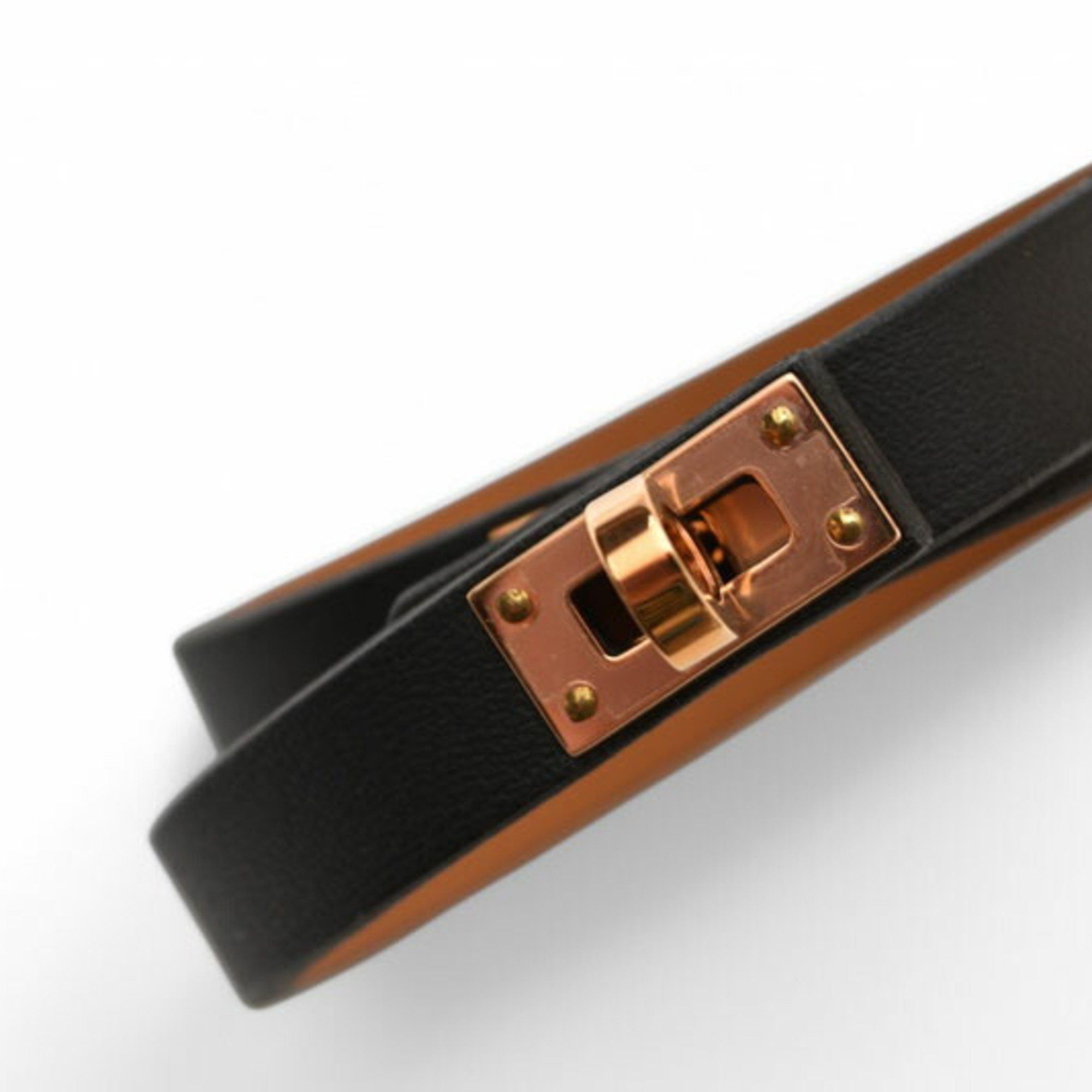Hermes Hermes Kelly Bangle HERMES Leather Double Tour Black/Pink Gold T2 Unused Size ONE SIZE - 5 Thumbnail