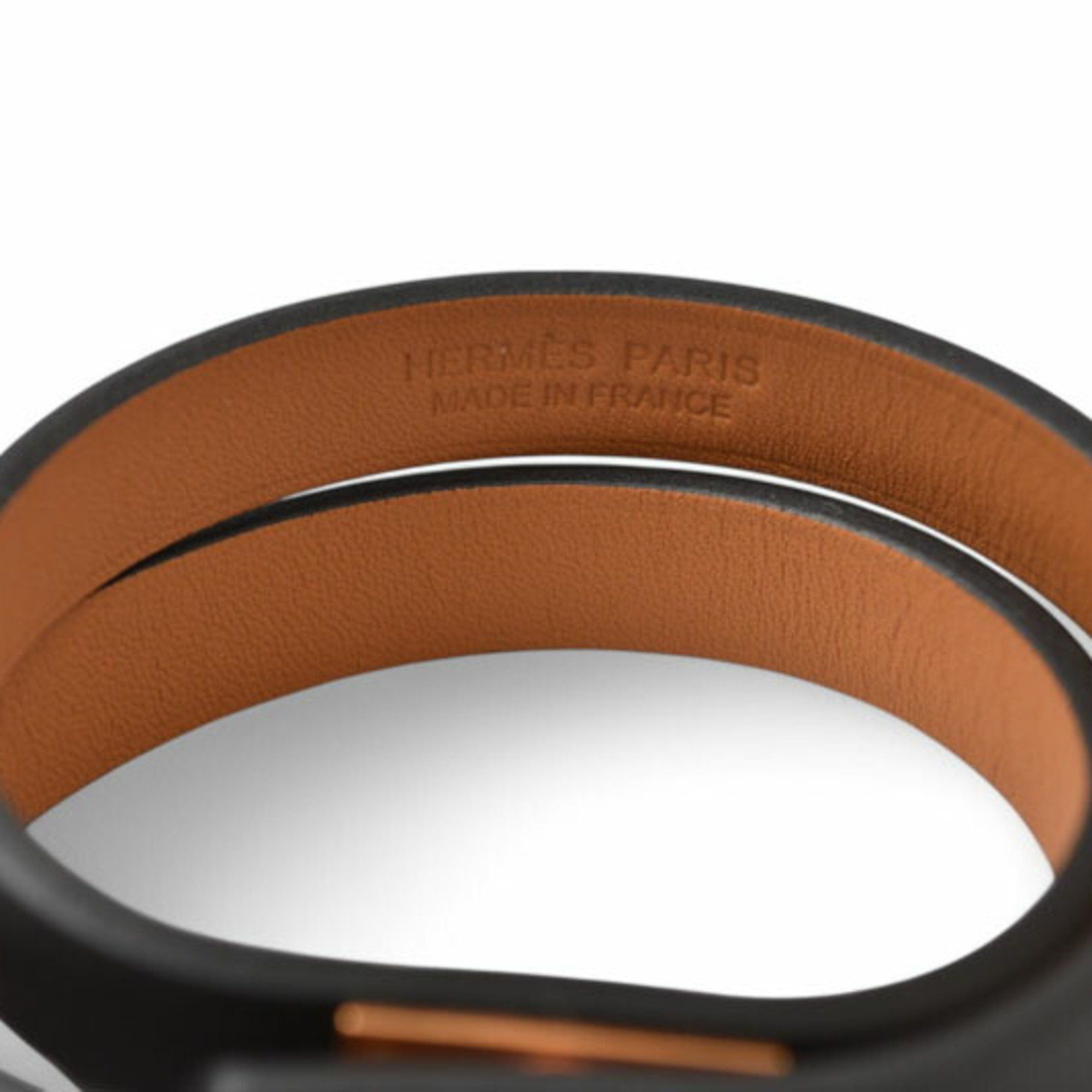 Hermes Hermes Kelly Bangle HERMES Leather Double Tour Black/Pink Gold T2 Unused Size ONE SIZE - 3 Thumbnail