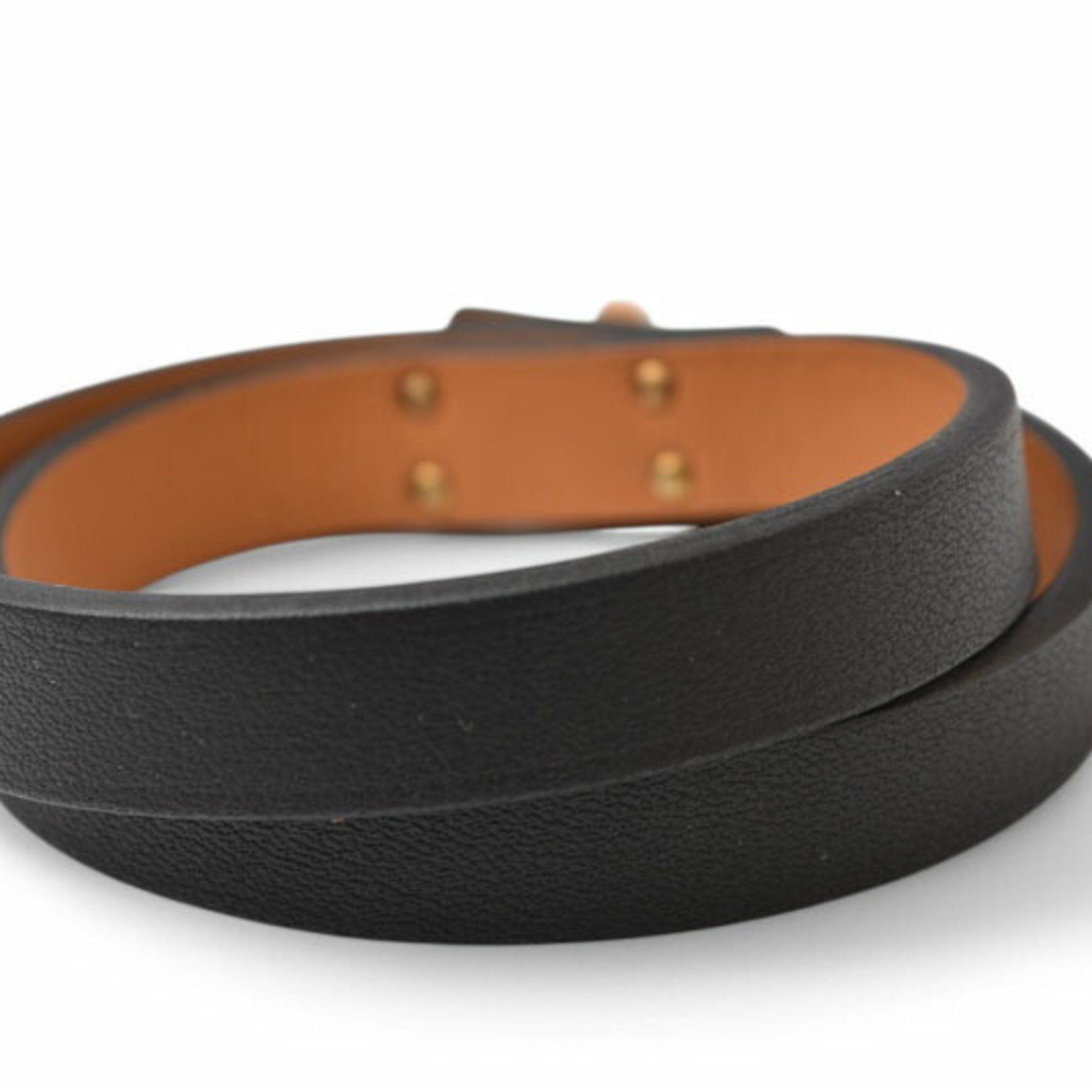 Hermes Hermes Kelly Bangle HERMES Leather Double Tour Black/Pink Gold T2 Unused Size ONE SIZE - 4 Thumbnail