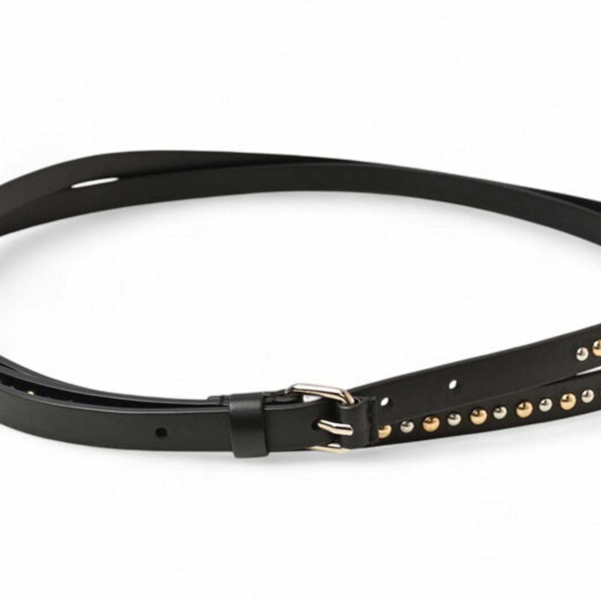 Givenchy Givenchy Belt GIVENCHY Studded Double Leather Black Unisex Men Women Genuine Size ONE SIZE - 2 Thumbnail