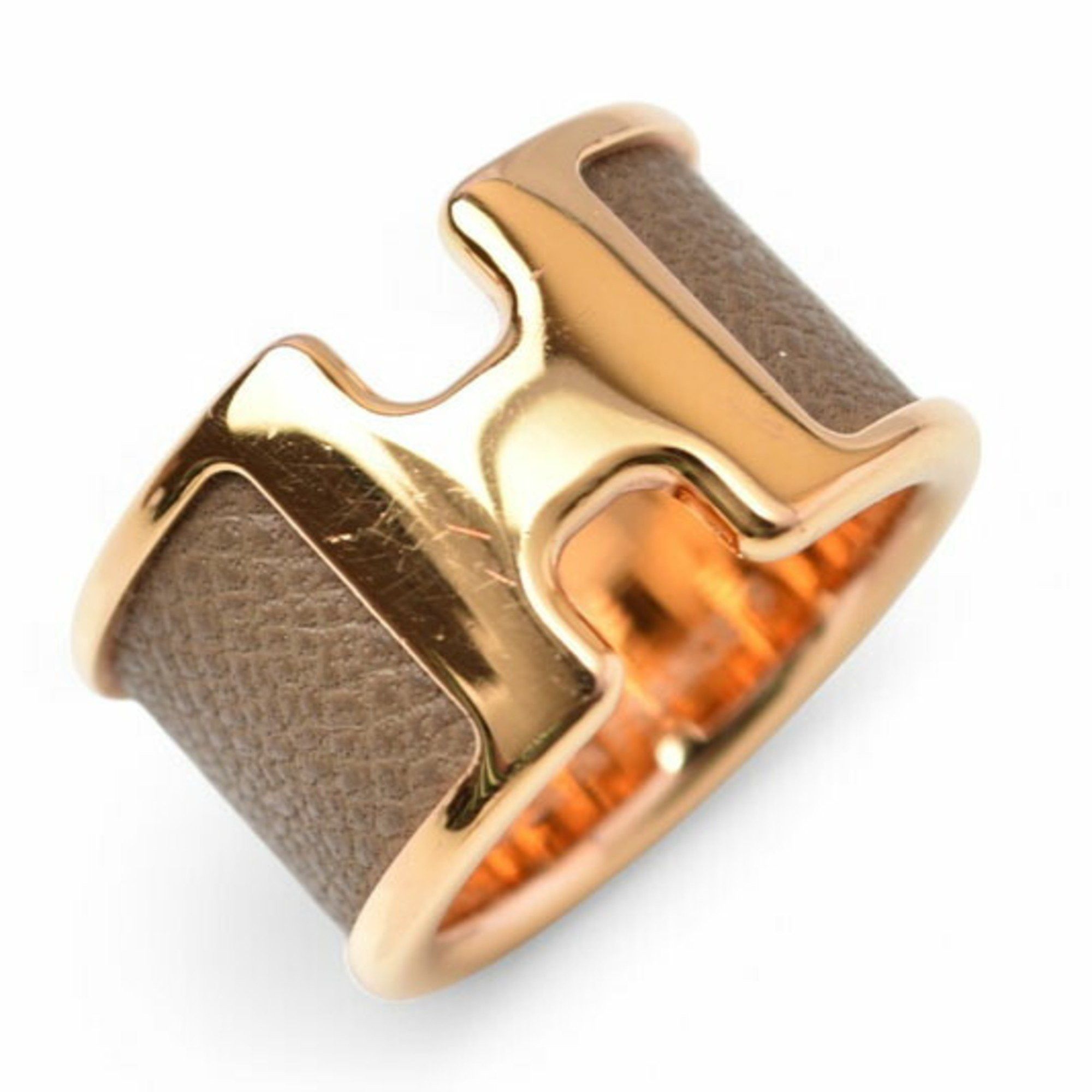 Hermes Hermes Ring/Olympe GM HERMES Leather/Metal S Size/Approx. Size 11 Etoupe/Gold Size ONE SIZE - 2 Thumbnail