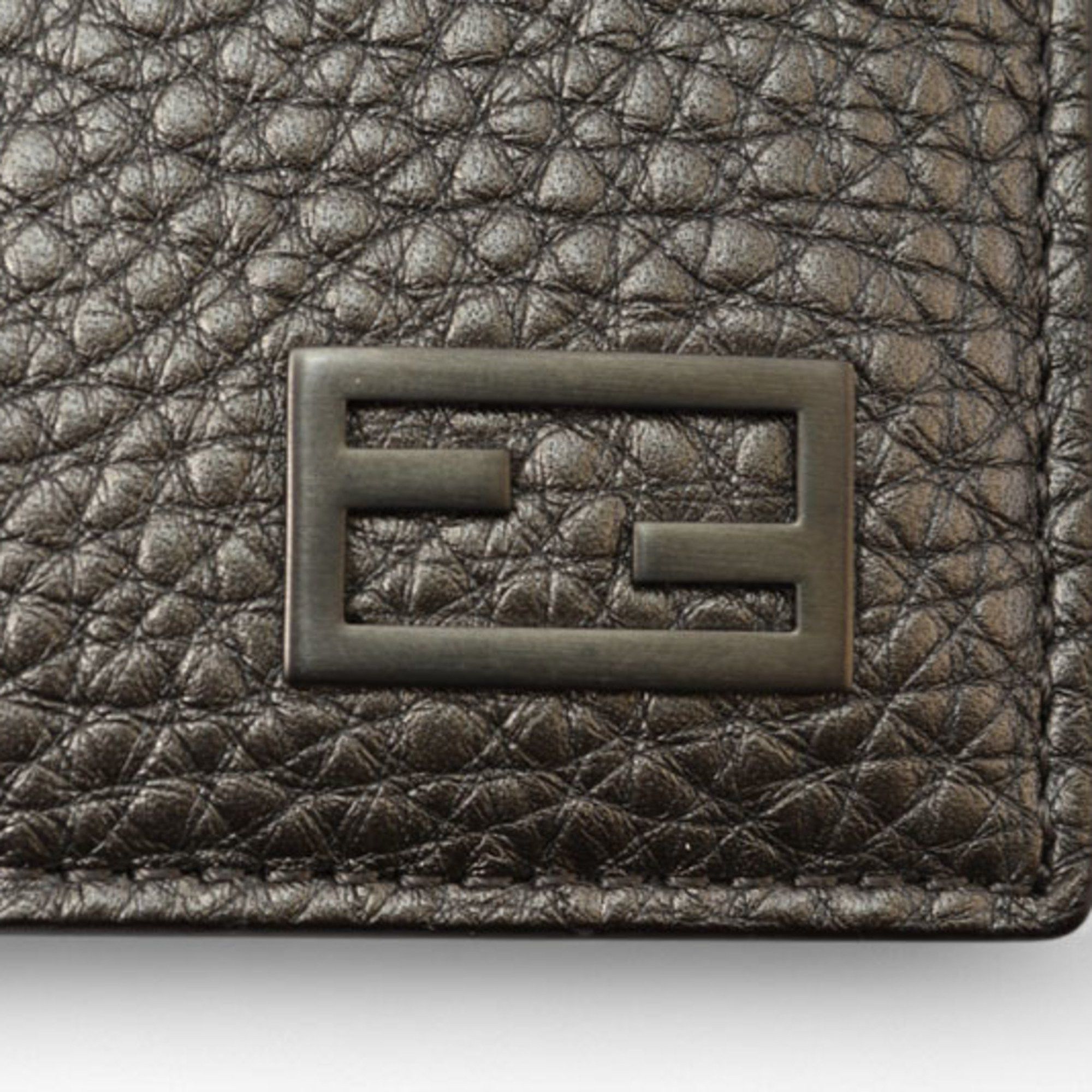 Fendi FENDI Card Case/Business Holder Leather FF Baguette Motif Metallic Grey 7M0164 Size ONE SIZE - 5 Thumbnail