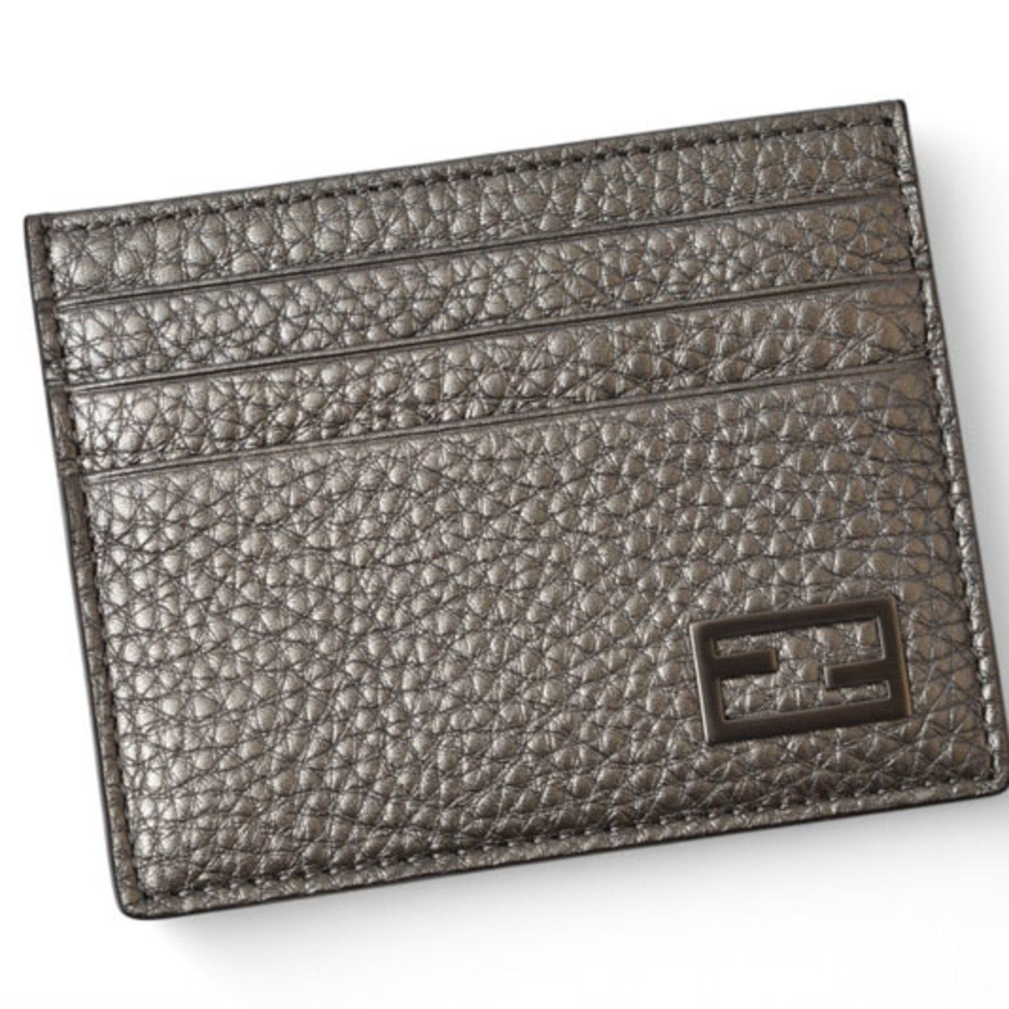 Fendi FENDI Card Case/Business Holder Leather FF Baguette Motif Metallic Grey 7M0164 Size ONE SIZE - 3 Thumbnail