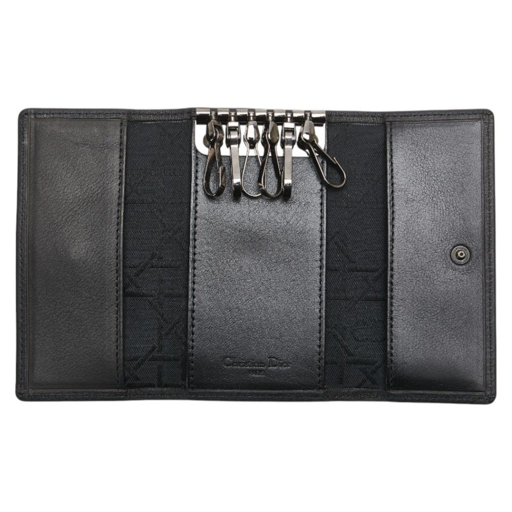 Dior Christian Dior Dior Plate 6-ring Key Case Black Leather Women's Size ONE SIZE - 4 Thumbnail