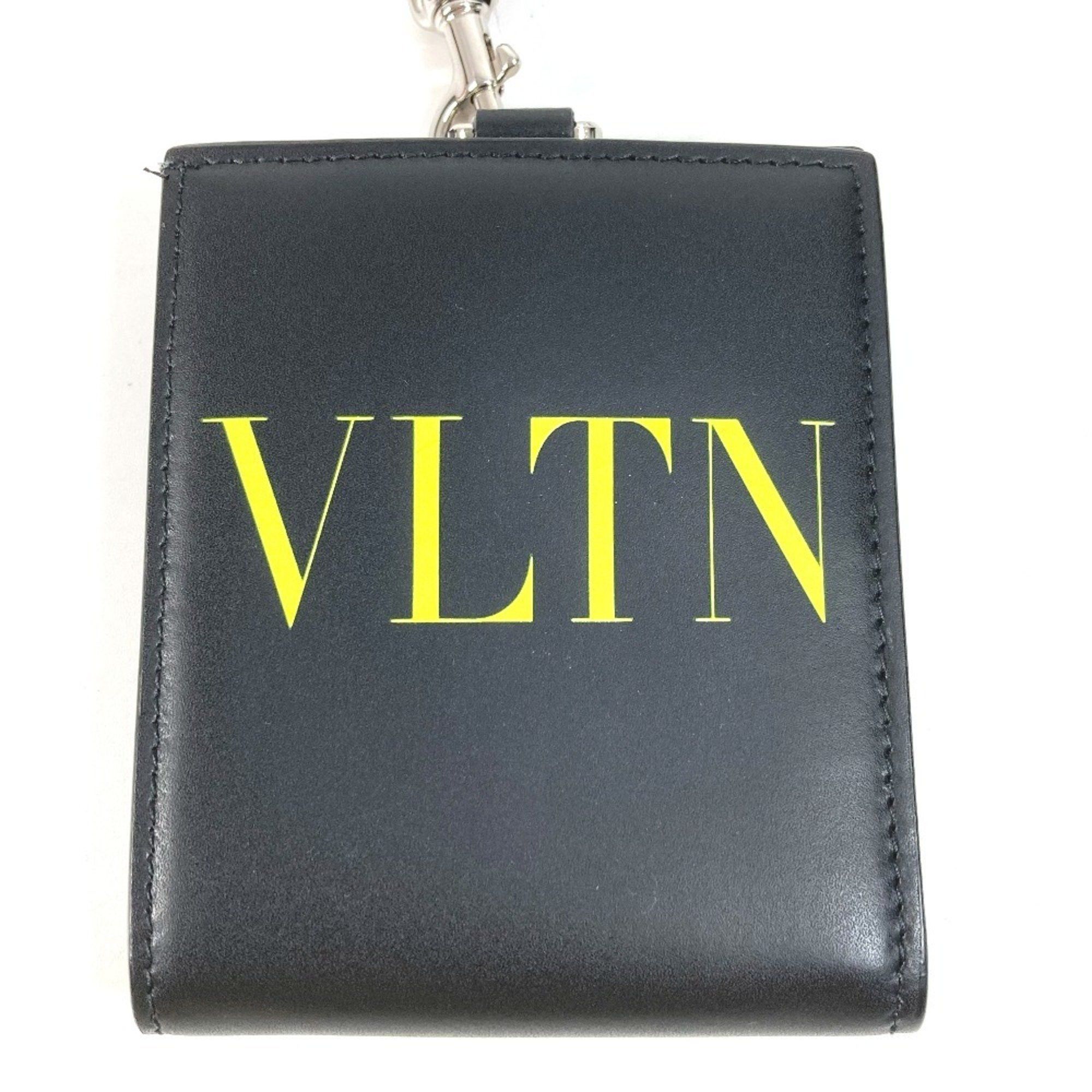 Valentino VALENTINO VLTN logo neck wallet, coin purse, strap included, bi-fold leather, women's, black Size ONE SIZE - 2 Thumbnail