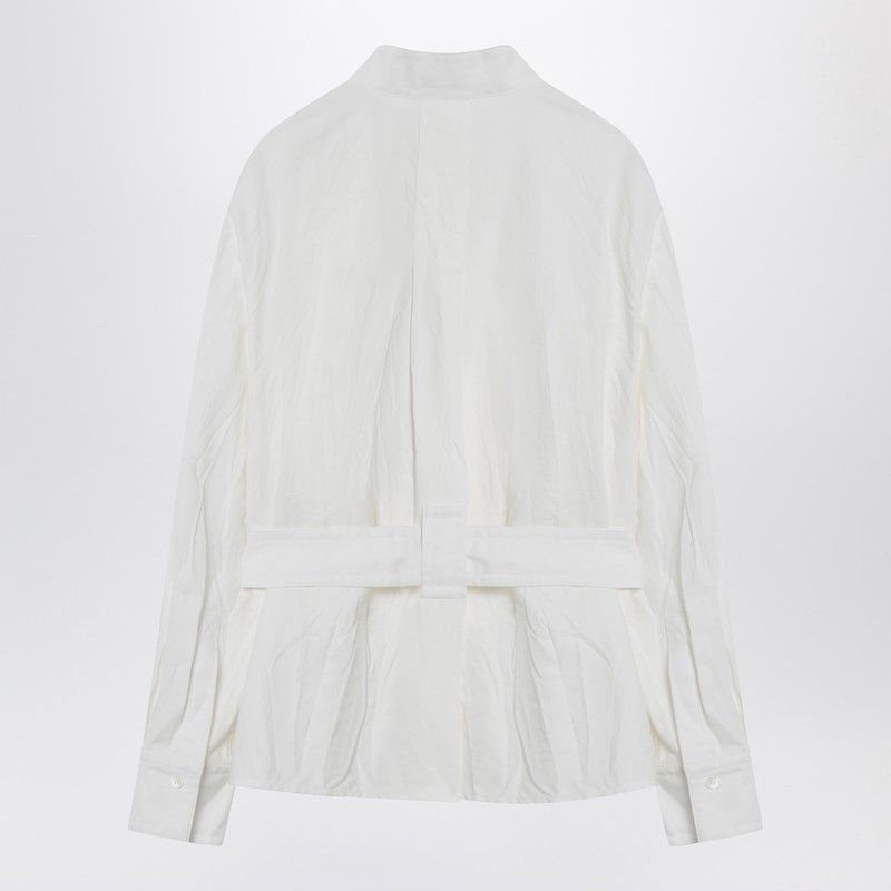 Ferragamo White Belted Shirt In Cotton Blend