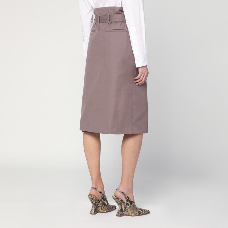 Dries Van Noten Dries Van Noten Taupe Skirt In Cotton With Belt Size 28" / US 6 / IT 42 - 2 Thumbnail