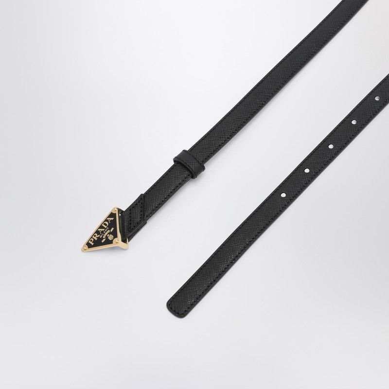 Prada Prada Black Saffiano Belt With Triangle Logo Size ONE SIZE - 2 Thumbnail