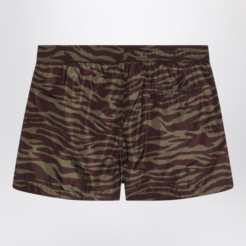 The Attico The Attico Zebra Shorts In Khaki/Brown Nylon Size 26" / US 2 / IT 38 - 2 Thumbnail