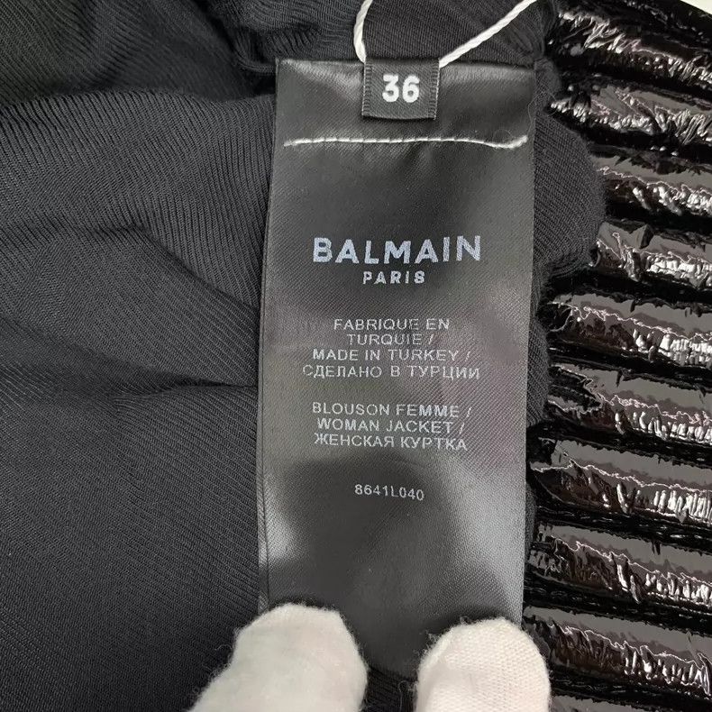 Balmain Black Leather Long Sleeve Jacket