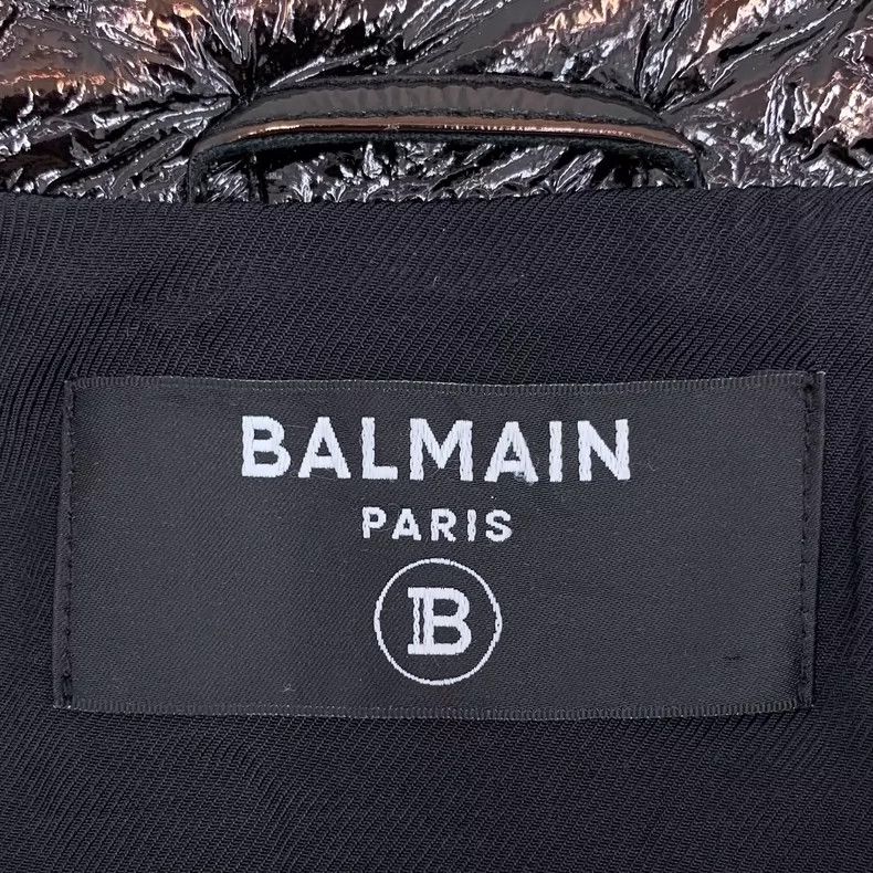 Balmain Black Leather Long Sleeve Jacket