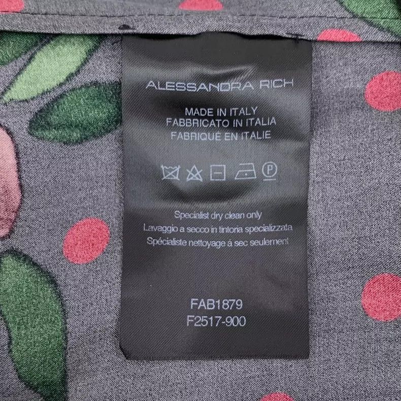 Alessandra Rich Black Polka Dot Rose Print Silk Dress Size M / US 6-8 / IT 42-44 - 6 Thumbnail