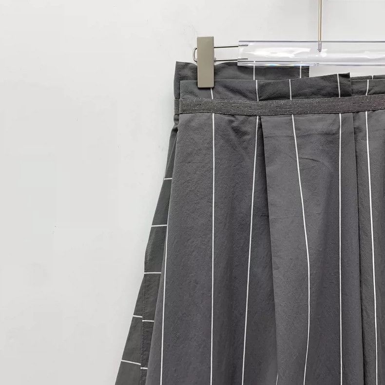 Brunello Cucinelli Brunello Cucinelli Dark Gray Striped Skirt Size 42" / US 20 - 3 Thumbnail