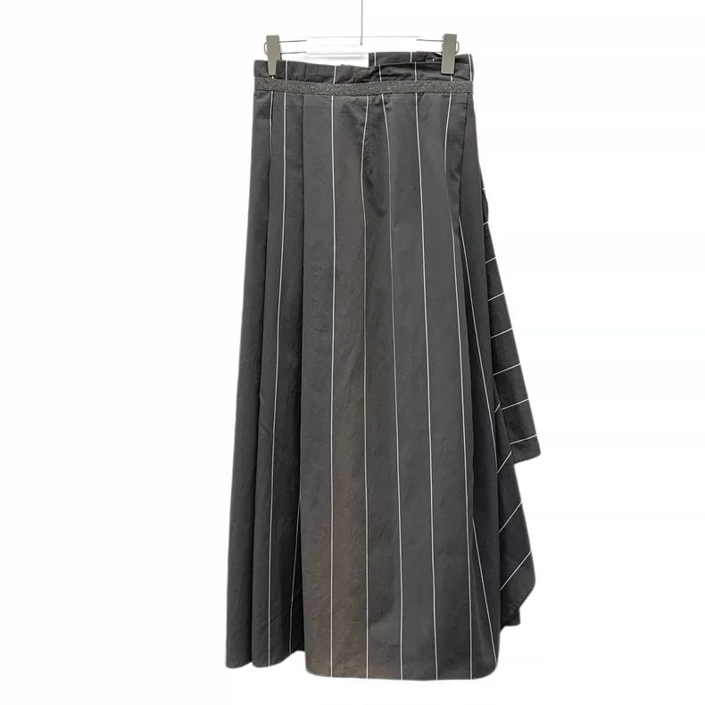 Brunello Cucinelli Brunello Cucinelli Dark Gray Striped Skirt Size 42" / US 20 - 2 Thumbnail