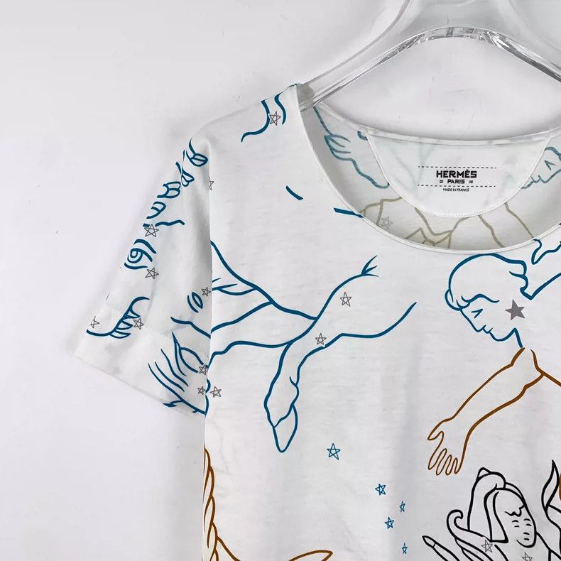 Hermes Hermes White Star Constellation Printed T-Shirt Size XS / US 0-2 / IT 36-38 - 3 Thumbnail