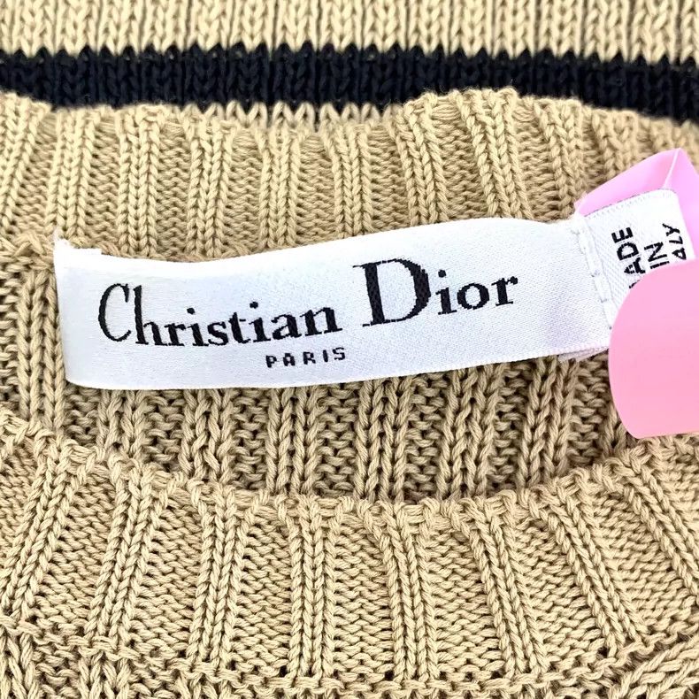 Dior Christian Dior Brown Striped Logo Knit Top Size XXS / US 00 / IT 34 - 6 Thumbnail