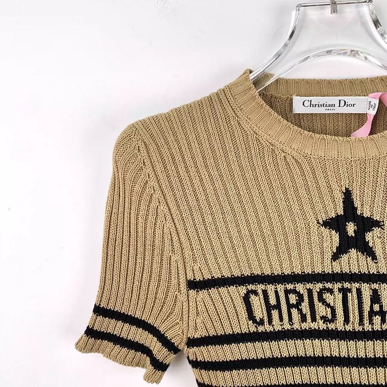 Dior Christian Dior Brown Striped Logo Knit Top Size XXS / US 00 / IT 34 - 3 Thumbnail