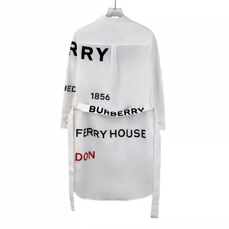 Burberry Burberry White Letter Print Long Sleeve Shirt Dress Size XS / US 0-2 / IT 36-38 - 2 Thumbnail