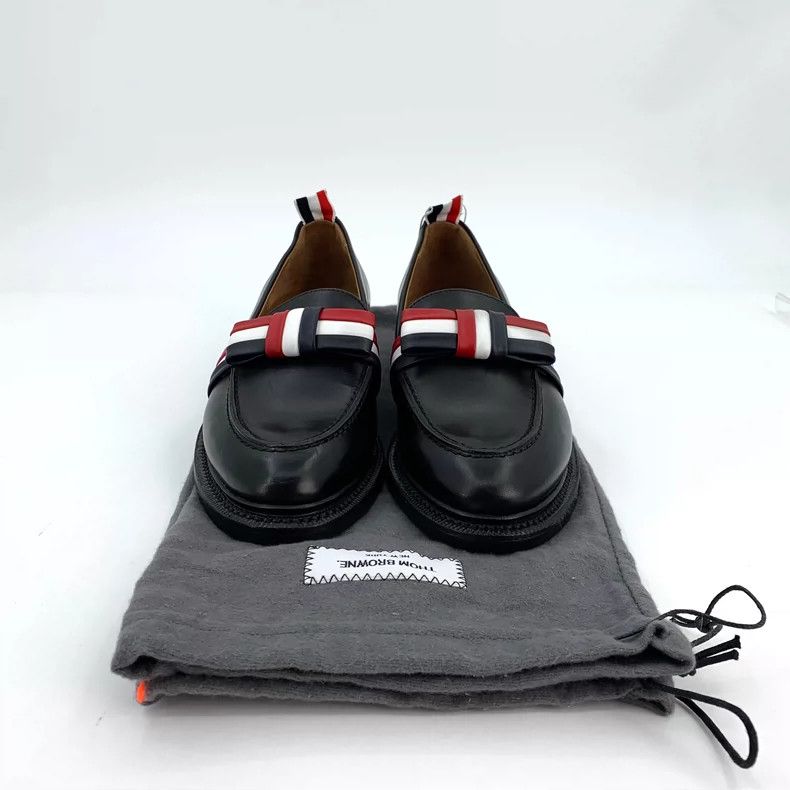 Thom Browne Thom Browne Black Striped Slip-On Leather Shoes Size US 8 / IT 38 - 8 Thumbnail