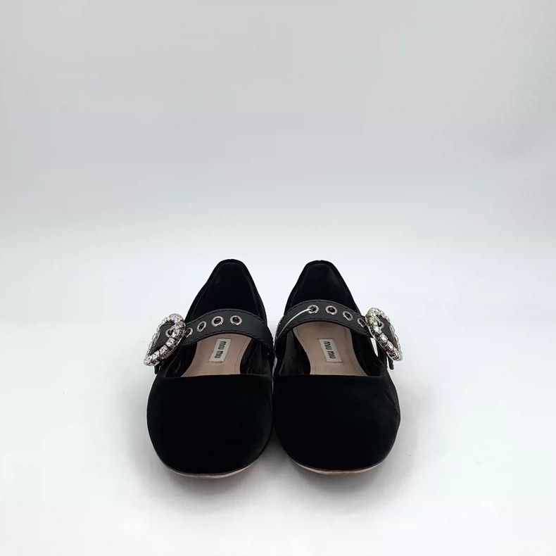 Miu Miu MiuMiu Black Flats with Rhinestone Buckle Size US 6 / IT 36 - 3 Thumbnail