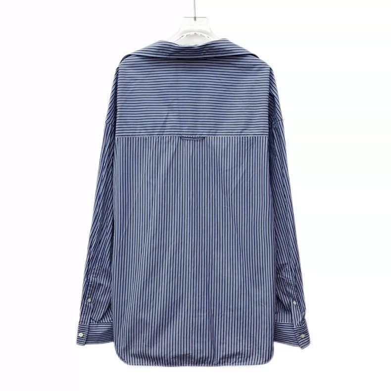 Balenciaga Balenciaga Blue Stripe Long Sleeve Shirt Size S / US 4 / IT 40 - 2 Thumbnail