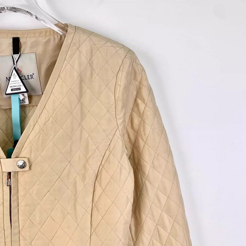 Moncler Moncler Beige Quilted Cotton Jacket with Belt Size S / US 4 / IT 40 - 3 Thumbnail