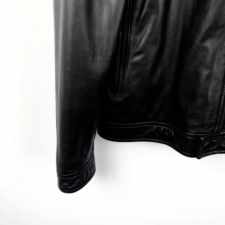 Ermenegildo Zegna Zegna Black Leather Zip Long Sleeve Jacket Size L / US 10 / IT 46 - 4 Thumbnail