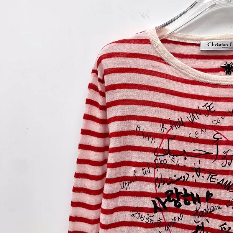 Dior Christian Dior Pink Striped Heart Print Sweater Size XS / US 0-2 / IT 36-38 - 3 Thumbnail