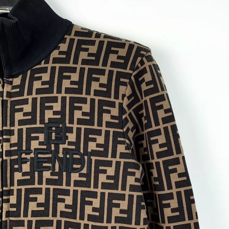 Fendi Fendi Brown Logo Print Zipper Jacket Size M / US 6-8 / IT 42-44 - 3 Thumbnail