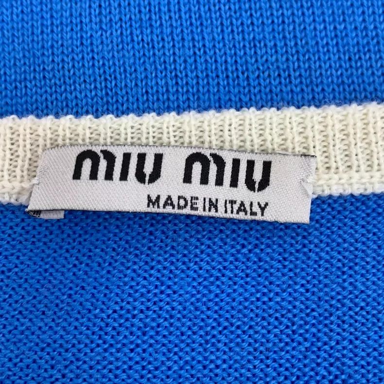 Miu Miu MiuMiu Blue Logo Striped Short Sleeve Knit Size S / US 4 / IT 40 - 6 Thumbnail