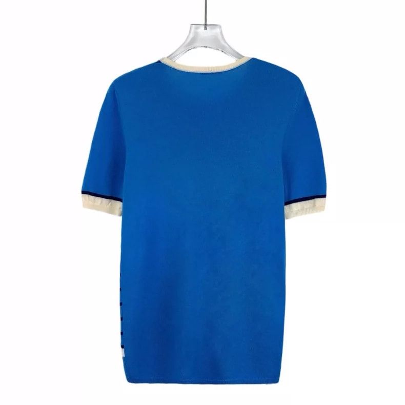 Miu Miu MiuMiu Blue Logo Striped Short Sleeve Knit Size S / US 4 / IT 40 - 2 Thumbnail