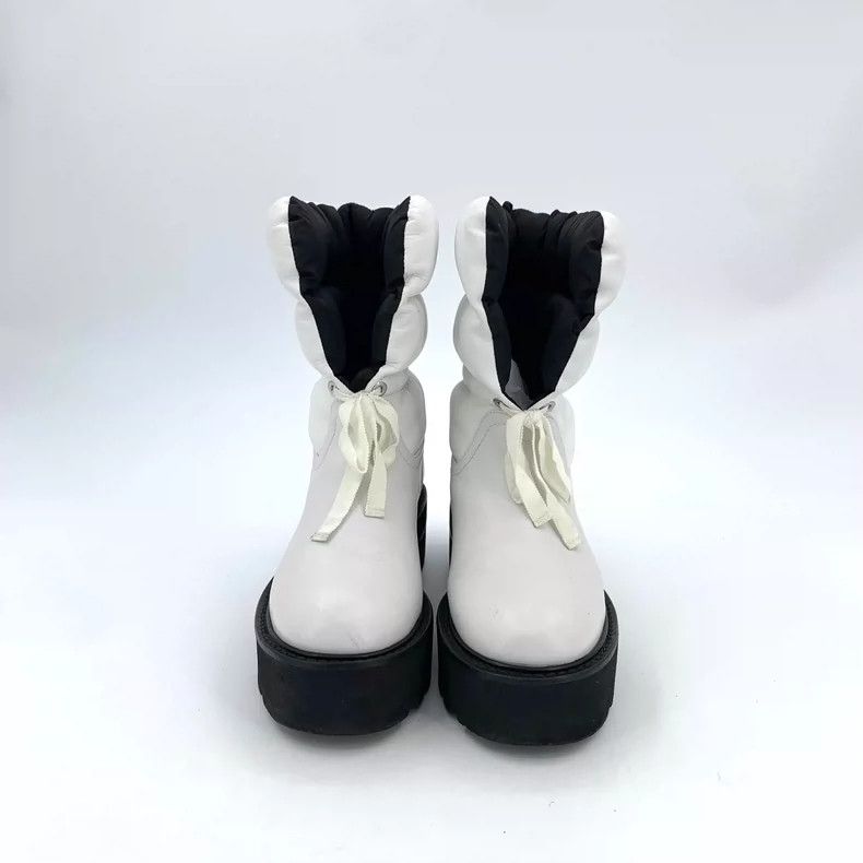 Stuart Weitzman Stuart Weitzman White Lace-Up Thick Sole Boots Size US 4 / IT 34 - 3 Thumbnail